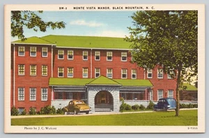 Tarjeta postal de lino Monte Vista Manor Hotel Black Mountain North Carolina NC 1940 - Imagen 1 de 2
