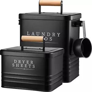 2 Pcs Laundry Pod Container with Dryer Sheet Holder Farmhouse Laundry Room Decor - Picture 1 of 12