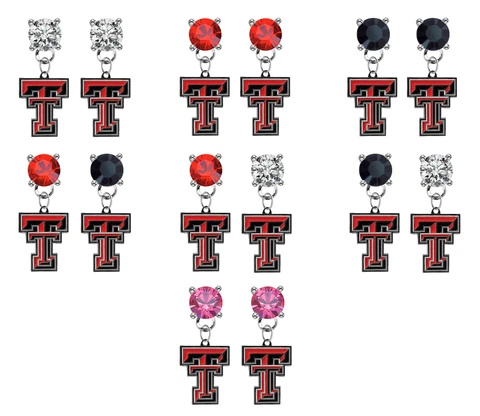 Texas Tech Red Raiders Crystal Bling Earrings Stud Post Dangle - Pick Colors Cover