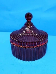 Vintage Blood Red Kringle Express Mercury Glass Trinket Jar w/ lid 6"x5" - Picture 1 of 11