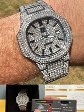 Real 14ct MOISSANITE Mens Watch Fully Iced Stainless Hip Hop Passes Diamond Test
