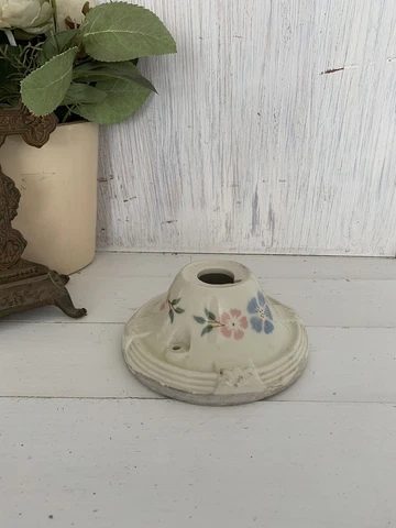 Vintage Art Deco Raised Floral Ceramic Porcelain Light Fixture Only Cover