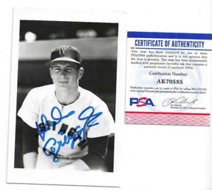 Hal Gregg Autographed Washington Senators Baseball Brace Postcard Photo PSA