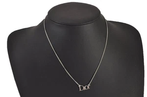 Authentic Christian Dior Silver Tone Chain Pendant Necklace CD 9597M - Picture 1 of 10
