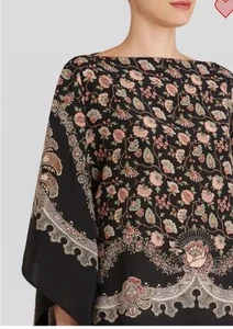 ETRO Milano 100% Silk Classico Floral Silk Poncho One Size Spring $900 Asian - Picture 1 of 5