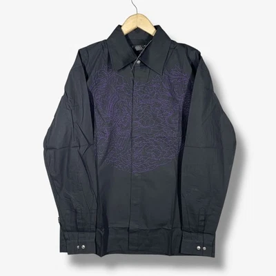 Camisa Pavi Italia Botón Frontal Para Hombre XXL Negra Floral Bordada Diseñador Lujo Foto 1 de 4