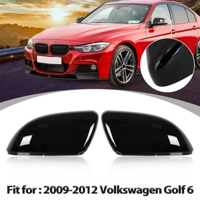1 Pair Glossy Black Rear View Mirror Cover Caps for Volkswagen Golf 6 2009-2012 Foto 1 de 4