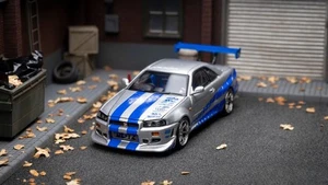 EY FH 1:64 FNF JDM Silver Skyline GTR R34 Sports Model Diecast Display Car - Picture 1 of 23