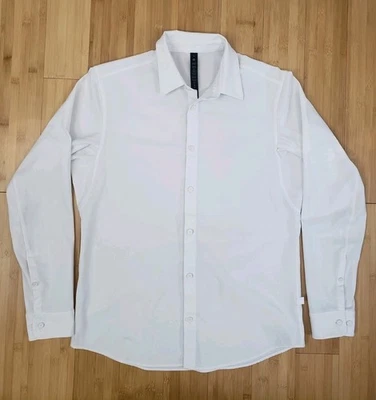Camisa Lululemon Blanca Performance Abotonada Tech Elastizada Resistente a las Arrugas M Foto 1 de 4