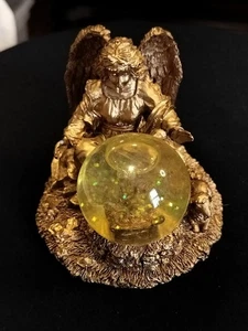 Vintage Angel Baby Jesus in Manger  Golden Small Snow Globe - Picture 1 of 8