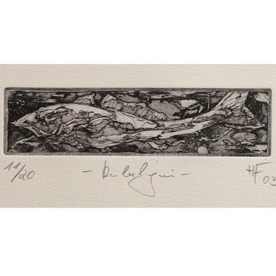 Fisch Kabeljau Zeitgenössische Kunst signiert Radierung 2003 11/20 - Bild 1 von 4