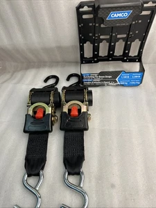 Camco 50031 Ratcheting Tie Down Straps - 2" Width 6 ft Dual Hooks, Retractable - Picture 1 of 12