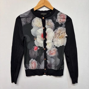 Ted Baker Damen Blumen Cardigan Pullover Oberteil Größe 1 Langarm D050 -8 - Bild 1 von 16