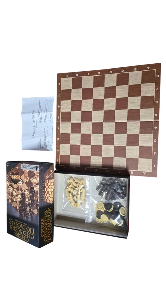 Cardinal Chess Checkers Tic-Tac-Toe Game Set with Dual-Sided Gameboard Complete - Image 1 of 4