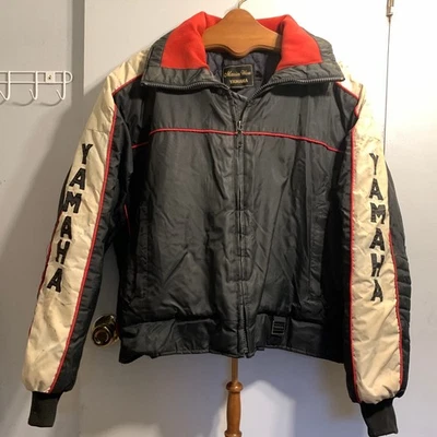 Vintage Yamaha Snowmobile Bomber Jacket Men's Size XL Black Red LOGO Maxim Wear - Image 1 of 4