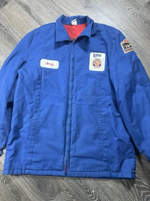 Vintage Miller Lite Delivery Workers Jacket Long Blue 80s/90s Mens Large Rare - Image 1 of 4