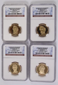 Set of 4 Presidential Proof Dollars Fillmore Pierce Linc. Buchanan NGC PF70UCAM - Picture 1 of 10