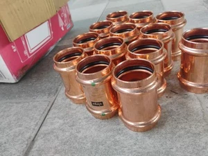 13- Viega ProPress Coupling No Stop, 1-1/2" X 1-1/2"-COPPER - Picture 1 of 2