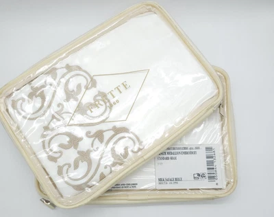 Frette Medallion Standard Pillow Shams Milk Set of 2 Shams NEW JG025024 - Image 1 of 4