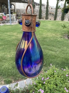 Iridescent Glass Copper Teardrop Yard Hanging Ornament - Picture 1 of 5