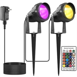 Halloween Spotlights with Timer, Yard Spot Lights Outdoor RGBW Colored 10W La... - Picture 1 of 6