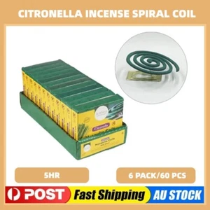 6PK x 10 Coil Citronella Incense Spiral Coil Mosquito Camping BBQ Picnic Outdoor - Picture 1 of 4