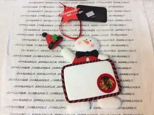 CHICAGO BLACKHAWKS SNOWMAN ORNAMENT New with tag You can Personalize with Logo - Picture 1 of 2
