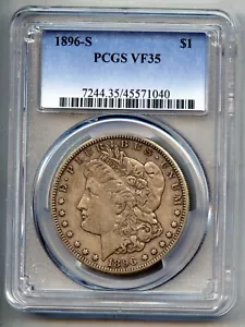 1896 S Morgan Silver Dollar PCGS VF 35 - Picture 1 of 4