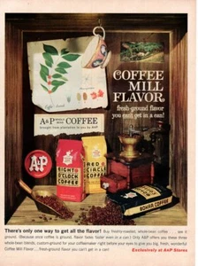 Impreso publicitario vintage bebida café marca A&P molino de café sabor caja sombra - Imagen 1 de 1