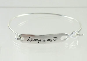 .925 Sterling Silber Armreif Armband "Always In My Heart" aufklappbar 7,5" - Bild 1 von 2