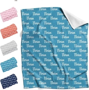 Personalised Throw Blanket Baby Blanket Flannel Newborn Swaddle Wrap Baby Gifts - Picture 1 of 14