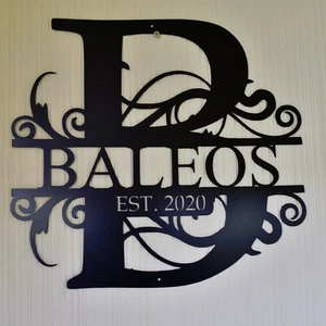 Personalised Family Last Name and Wedding EST. Date Sign Metal Wall Art Wedding - Picture 1 of 3