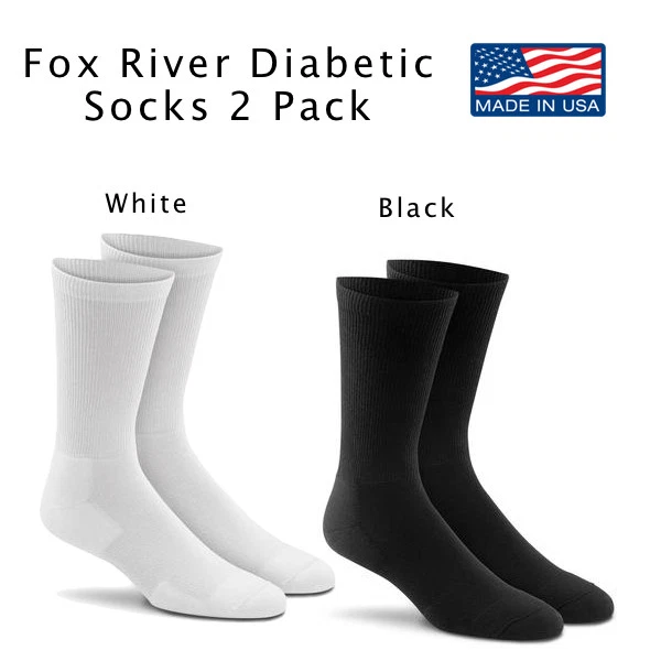 Fox River Diabético FoxSox con Cojín Protector de Olores Calcetines Crew 2 Pares NUEVO Foto 1 de 1