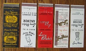 BERKELEY, CALIFORNIA: LARRY BLAKE'S ANCHOR RESTAURANT MATCHBOOK MATCHCOVERS -E - Picture 1 of 1