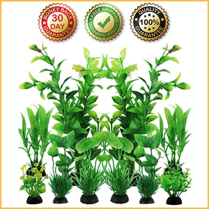 10-PCS FISH TANK ARTIFICIAL PLANTS Fake Plastic Water Green Plant Aquarium Decor - Picture 1 of 10