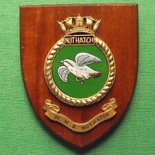 Old HMS Nuthatch Royal Navy Ship Crest Shield Plaque