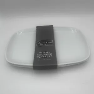 JUEGO DE 2 PLATOS/PLATOS DE PORCELANA BLANCA MAISON BLANC 12" X 8,3” NUEVO - Imagen 1 de 3