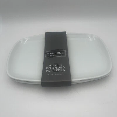 MAISON BLANC WHITE PORCELAIN SET OF 2 PLATTERS / PLATES 12" X 8.3” BRAND NEW - Image 1 of 3