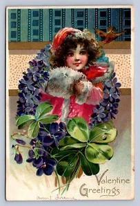 Postal K3/Día de San Valentín Love Holiday c1910 Pretty Girl Muff 34 - Imagen 1 de 4