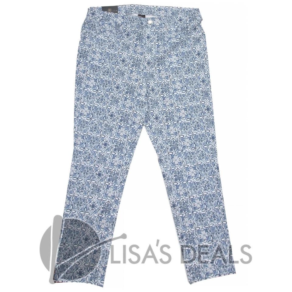 Rafaella Womens Comfort Stretch Printed Skinny Ankle Pants in Provence - Size 10