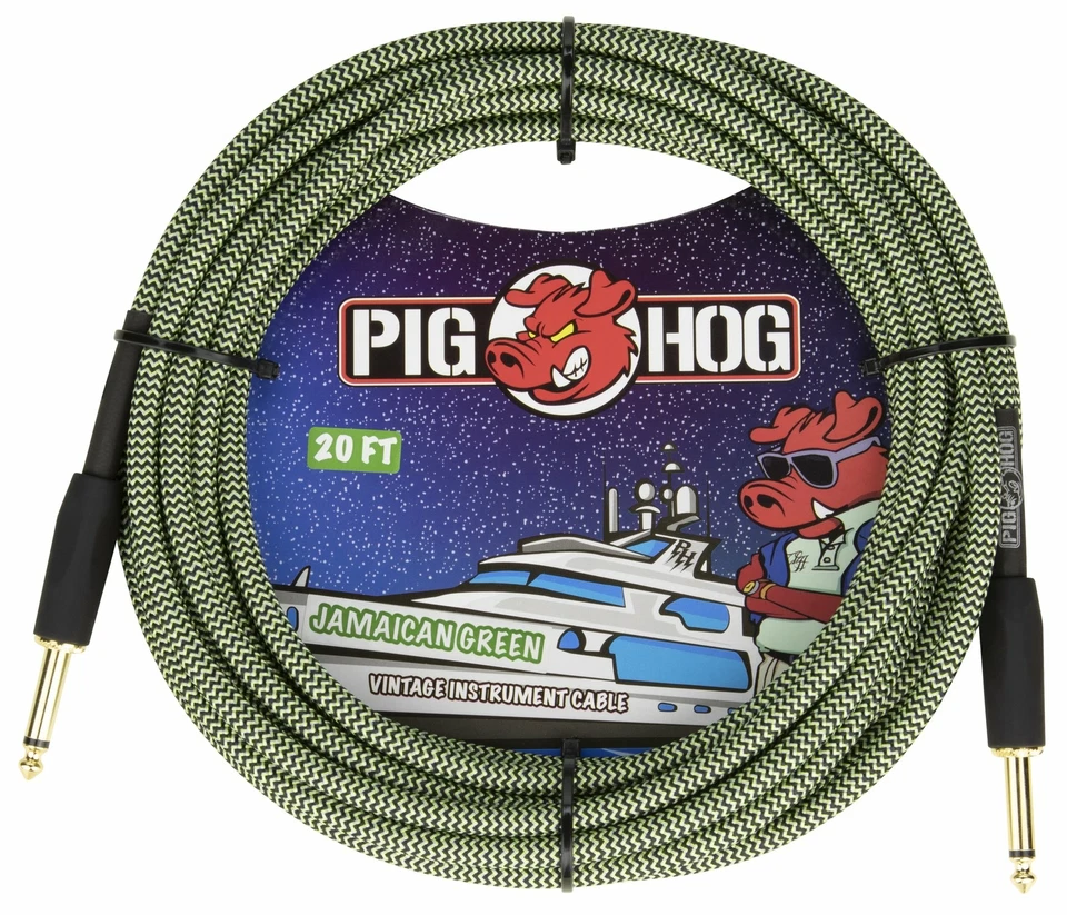 Cable de instrumento Pig Hog "verde jamaicano" 1/4' a 1/4' 20 ft., PCH20JGR Foto 1 de 1