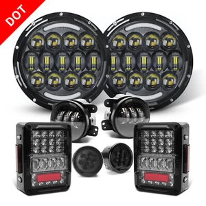For Jeep Wrangler JK JKU LED Tail Lights 7" Halo Headlights Fog Turn Lamps Combo - Bild 1 von 16