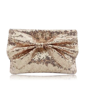 Womens Designer Style Bow Glitter Clutch Bag Ladies Evening Party Handbag Purse - Picture 1 of 19