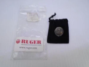 RUGER FIREARMS PEWTER SIGNATURE LOGO LAPEL w/ POUCH PIN 24503 NOS FREE SHIP G51 - Picture 1 of 5