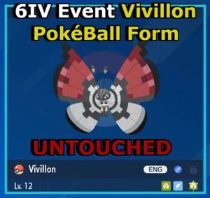 6IV Vivillon Pokeball Form seltenes Ereignis Pokémon scharlachrot/violett + Meisterball - Bild 1 von 6