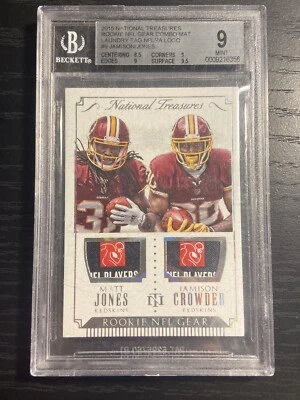 2015 National Treasures Rookie NFL Laundry Tag Matt Jones Jamison Crowder 1/1 - Image 1 of 2