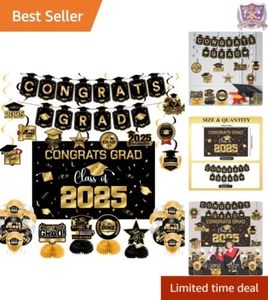 Graduation Decorations Gold 2025 Complete Party Supplies Congrats Grad Kit - Picture 1 of 10