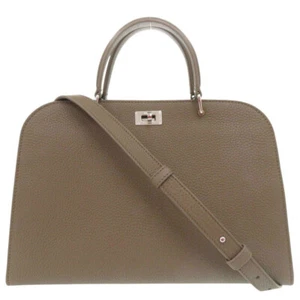 AUTHENTIC no brand Michino Paris 2WAY Opera Bag Small Hand Bag Taupe Leather - Picture 1 of 9