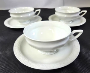 Set of 3 Rosenthal Maria White (12 Sided) Footed Cup & Saucers 2 1/4" High - Picture 1 of 20