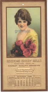 Calendario de publicidad original de 1925, septiembre octubre noviembre calendario niña ojos pícaros - Imagen 1 de 3